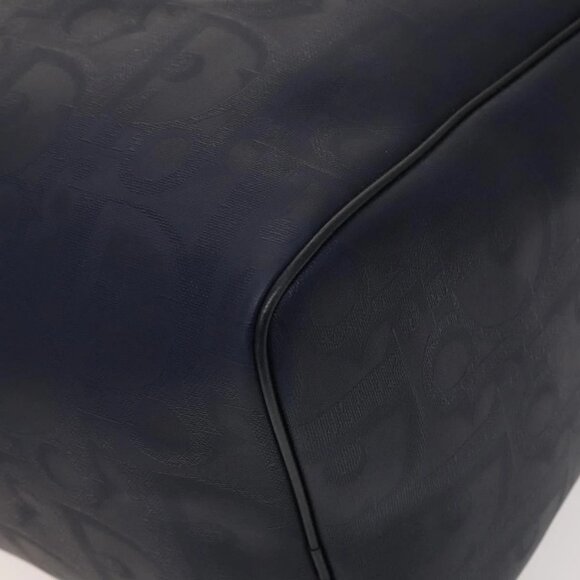 Christian Dior Trotter Canvas Boston Bag PVC Navy Gold Auth 127118 - Picture 4 of 16